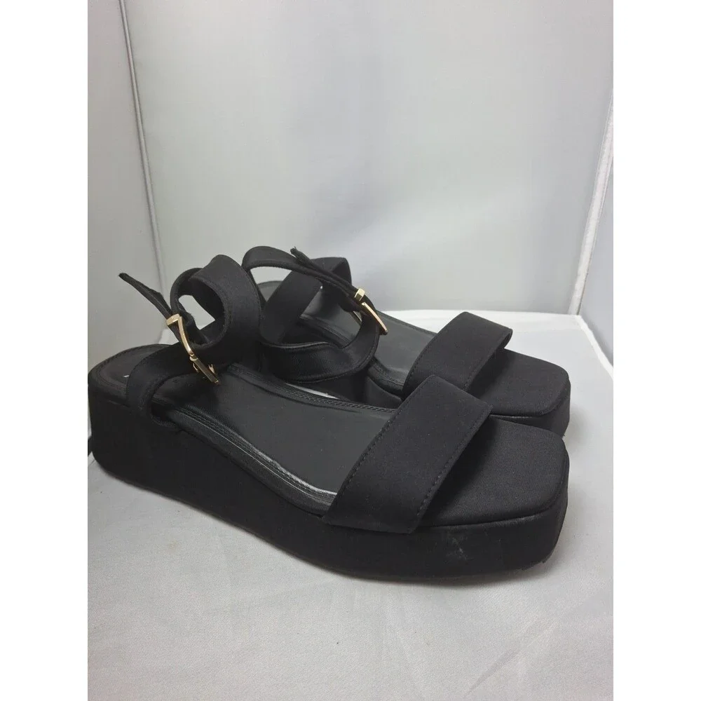 ASOS DESIGN black Ankle Strap Sandals Size 8 W